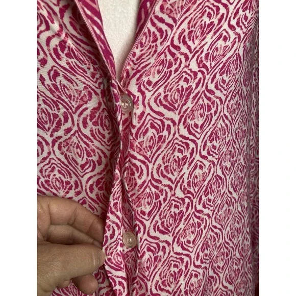 Oscar de la Renta Pink Label Long Robe Kaftan MuMu Button Front Women's L/XL